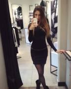 Checking Herself Out In The Wolford Store In Her Wolford Fatal Dress And Wolford ...
