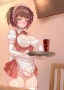 Getting A Drink At A Futa Maid Cafe (Aya)