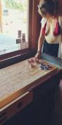 Shuffleboard And Sun - Great Weekend Out Teasing And Pleasing.