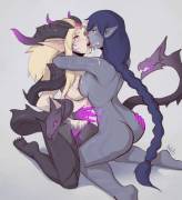 Shyvana &Amp;Amp;Amp; Dragon Sorceress Zyra Sharing A Creamy Kiss [Arbuzbudesh]