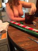Wifey Wrapping Presents Yesterday, Ended Up Getting Herself Fucked In The Kitchen... ...
