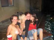 Naked Partying With Her Clothed Friends