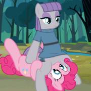 Maud Pie Sitting On Pinkie's Face [Spectre-Z]