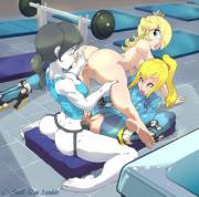 Wii Fit Trianer, Princess Rosalina And Samus Aran In The Gym (C-Smut-Run) [Wii Fit, ...