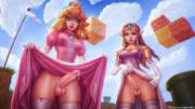 Peach &Amp;Amp;Amp; Zelda Showing Off Their Dripping Cocks (Personalami)