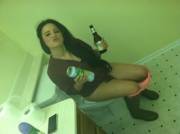 Another Girl Drinking On The Toilet.....a Lot Of Drinking