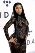 Album Of Nicki Minaj Wearing A Completely See-Through Bodysuit (W/ Her Nipples Covered ...