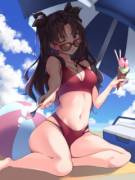 Rin Having Fun At The Beach