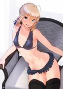 Saber In Navy Lingerie &Amp;Amp;Amp; Thigh-Highs [Fate/Stay Night]
