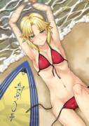 Mordred Sprawled At The Beach [Fate/Grand Order]