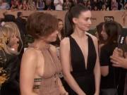 The Woman On The Left (Actress Kate Mara) Is Wearing A Dress That Is Some Translucent ...