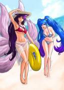 Ahri &Amp;Amp;Amp; Sona On The Beach