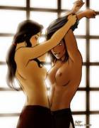 Asami Taking Off Korra's Shirt [Drakyx]