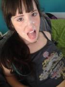 Beautiful Brown-Eyed Brunette Amateur With A Nice Cum-Splattering On Her Face. Gorgeous... ...