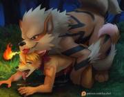 Arcanine And A Little Wolfy [Haychel]