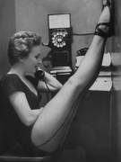 Photographer: Gordon Parks Dancer Mary Ellen Terry Talking With Her Legs Up In Telephone ...