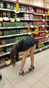 Upskirt Supermarket Babe In High Heels