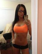 Cute Athletic Girl With Glasses Selfie