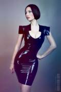 The Insanely Hot Kay Morgan In A Tight Black Latex Dress. Damn.