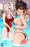 Tracer &Amp;Amp;Amp; Mercy At The Pool Party (Kyoffie)