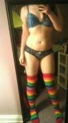 [Self] Sorry For The Dirty Mirror And Room But Do You Like My Rainbow Thigh Highs? ...