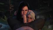 Yennefer And Ciri Servicing Geralt (Rescraft) [The Witcher]