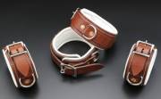 Brown &Amp;Amp;Amp; White Cuffs W/ Copper Rivets