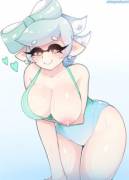 Marie In Her Splatoon Island Swimsuit! (Ahegaokami)