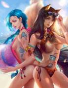 Pool Party Jinx &Amp;Amp;Amp; Pool Party Ahri [Jiuge]