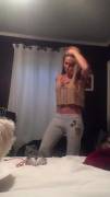 43Yo Stacy Sanches Goofing In Her Bedroom With Casual Top Clearly Showing Her Perfect ...