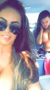 Three Topless Girls Having A Nice Time In A Moving Car