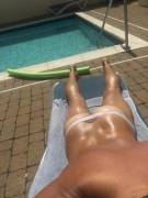 Pool Time! Time To Get Rid Of That White Butt And Get A Cute Tanline Around My Thong. ...