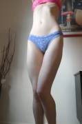 [Pty][Vid] Soft Blue Cotton Flowered Aerie Thong With 2.5 Days Of Wear, Add On A ...
