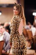 Cute Poker Player Loses Bet; Has To Dress Up In Full Catsuit With Ears And Collar. ...