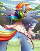 Rarity Taking Unfair Advantage Over Rainbow Dash During A Game Of Tennis (Artist: ...