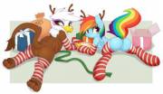 Gilda X Rainbow Dash Presenting In Christmas Lingerie (Artist:smittyg)