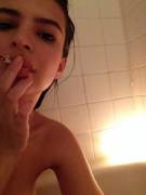 Emily Ratajkowski Smoking Nude In The Bathtub.