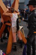 Petite Exhibitionist Goes Topless, Gets Flogged, And Has Her Crotch Vibed At Folsom ...