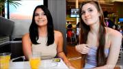 Eva Celeste &Amp;Amp;Amp; Violet Starr Flashing In Restaurant