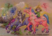 I Drew My Friend A Picture Of Her And Her Cat Riding On Magic Ponies... I Love Drawing ...