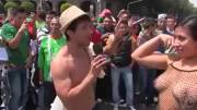 Mexican Tv Host Gets A Busty Girl To Get Completely Naked In A Very Busy Square (Sauce ...
