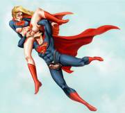 Superman Giving Supergirl Some &Amp;Quot;Mid Flight Entertainment&Amp;Quot; (Topoodo)