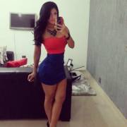 Vanessa Carolina Briceño - Red Top, Blue Miniskirt