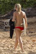 Surfing Girl In Red Bikini