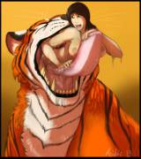 One Of My Favorite Pics. A Girl Being Swallowed By A Tiger.