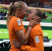 Lieke Wevers Congratulating Her Twin Sister Sanne Wevers For Wining Gold On Balance ...