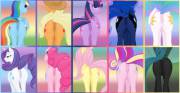 Quite The Selection Of Pony Butts [Mane Six, Princesses, And Queen Chrysalis] (Artist: ...