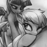 Alicorn Twilight Nibbles On Applejack's Ear While Positioning Herself Strategically ...