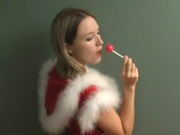 Young chick in sexy Santa outfit