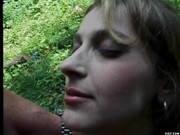 Sexy teen likes doing mouth jobs outdoors